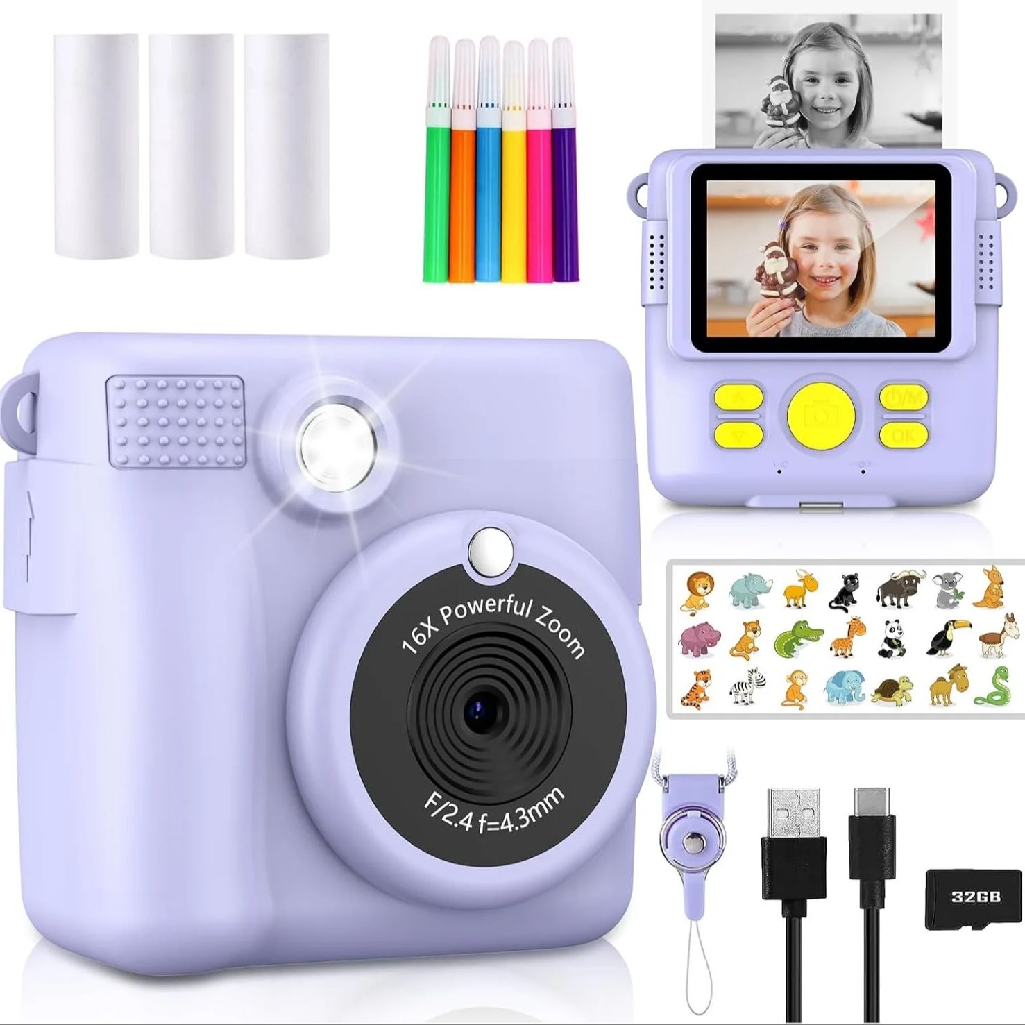 Kids Education News - InstantPrint-Appareil photo numérique pour enfants, caméras