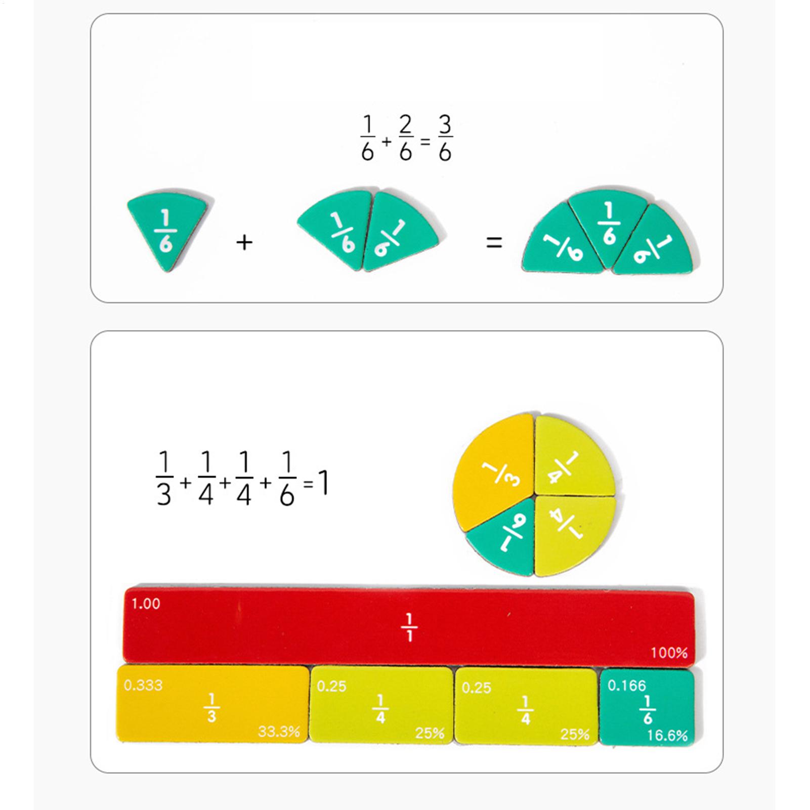Kids Education Center - Manuels d'apprentissage des fractions, cercles magnétiques