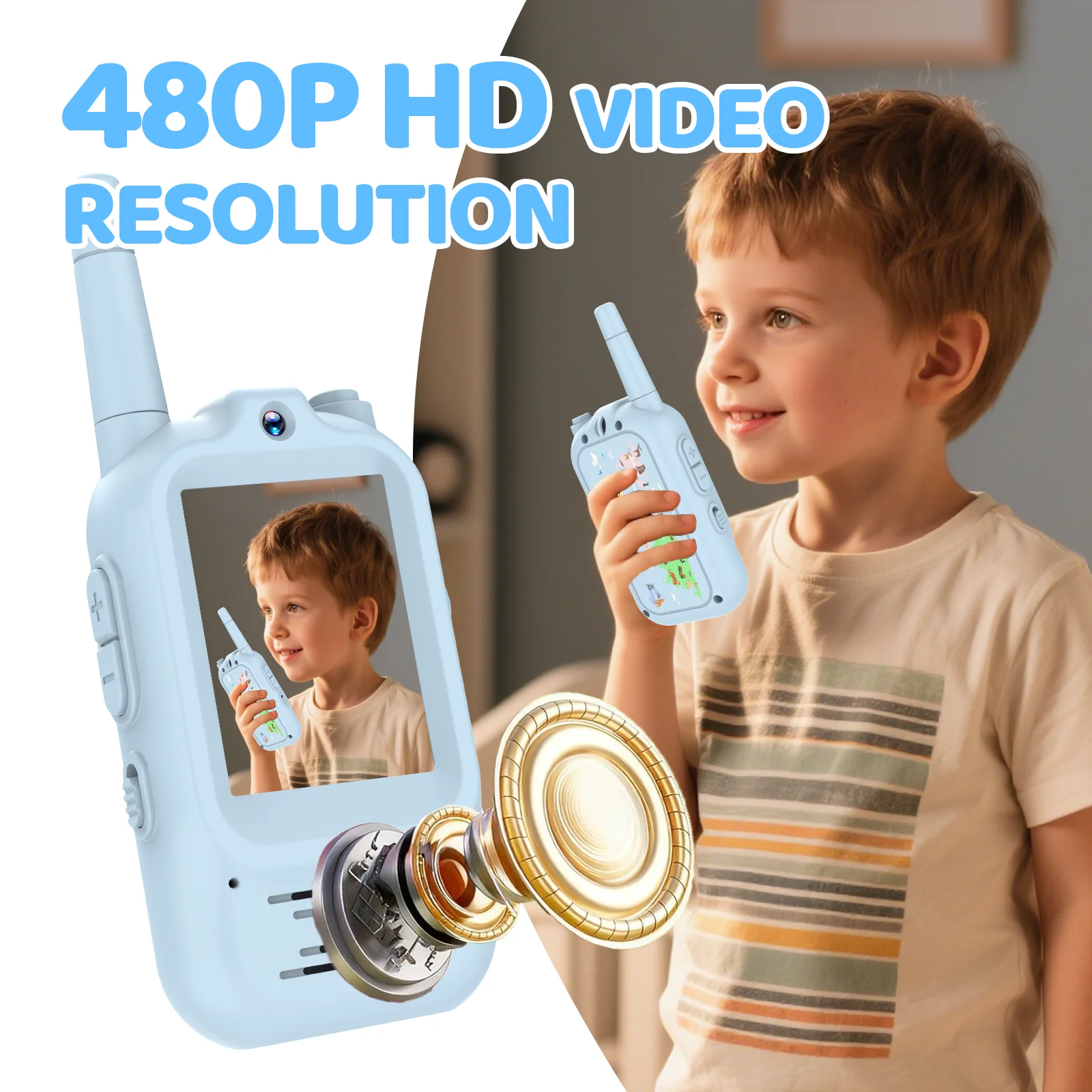 Kids Educational Videos - Talkie-walkie vidéo rechargeable pour enfants, lot